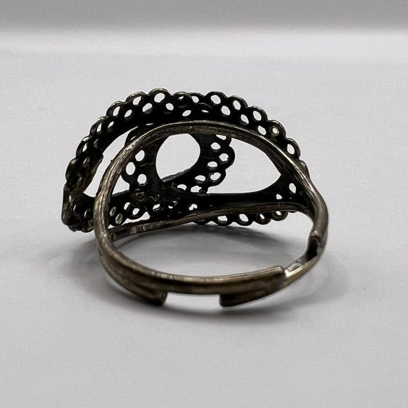 𝅺VINTAGE Adjustable Overlapping Oval Circle Ring - Picture 3 of 6